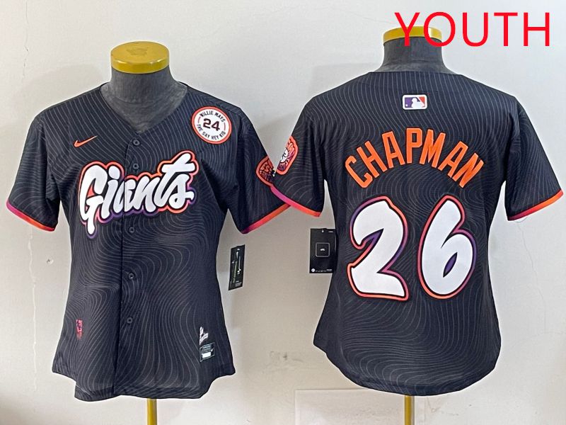 Youth San Francisco Giants #26 Chapman Black Joint Name Nike 2025 MLB Jersey style 9->youth mlb jersey->Youth Jersey